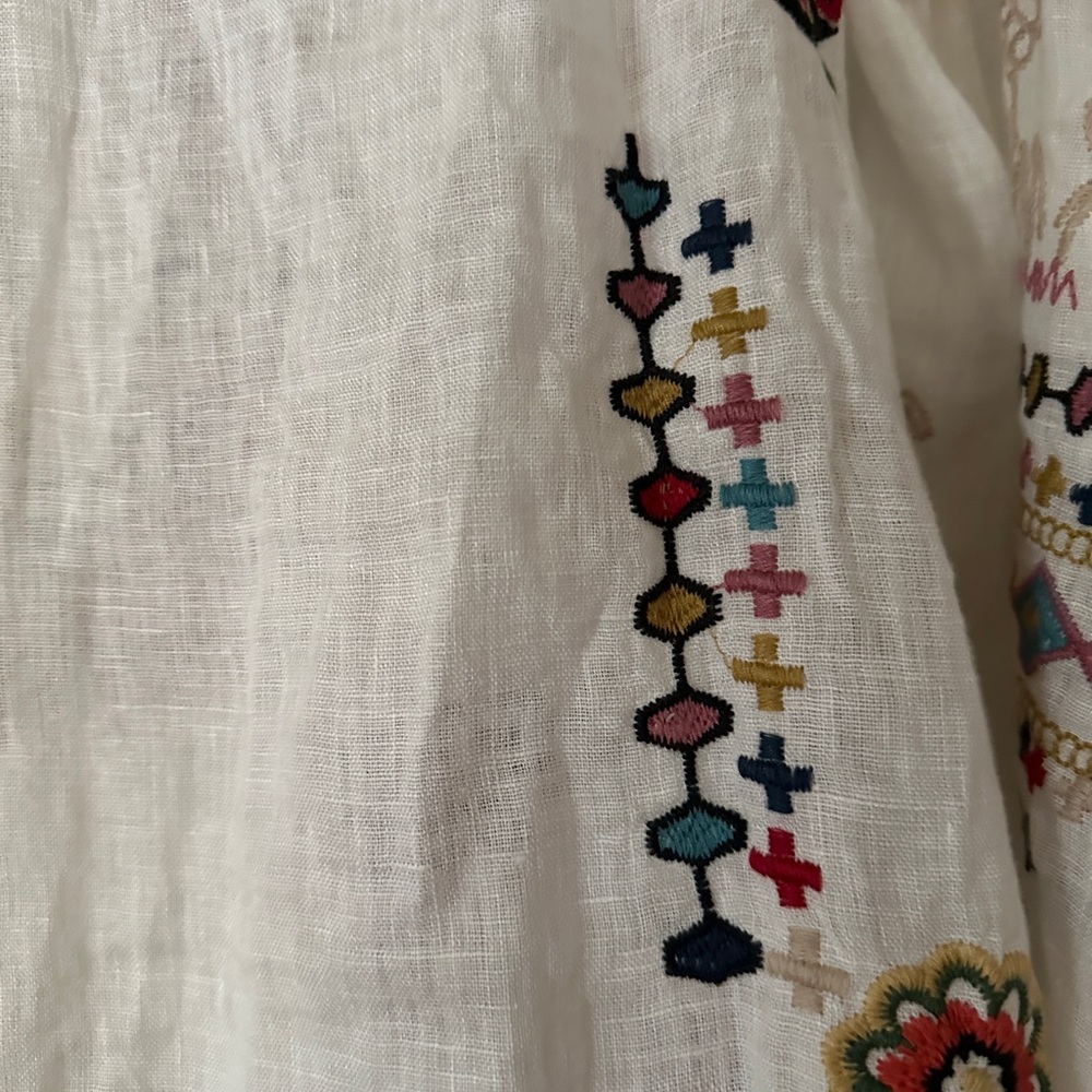 Johnny Was Simmie Embroidered Linen Blouse - Picture 14 of 15